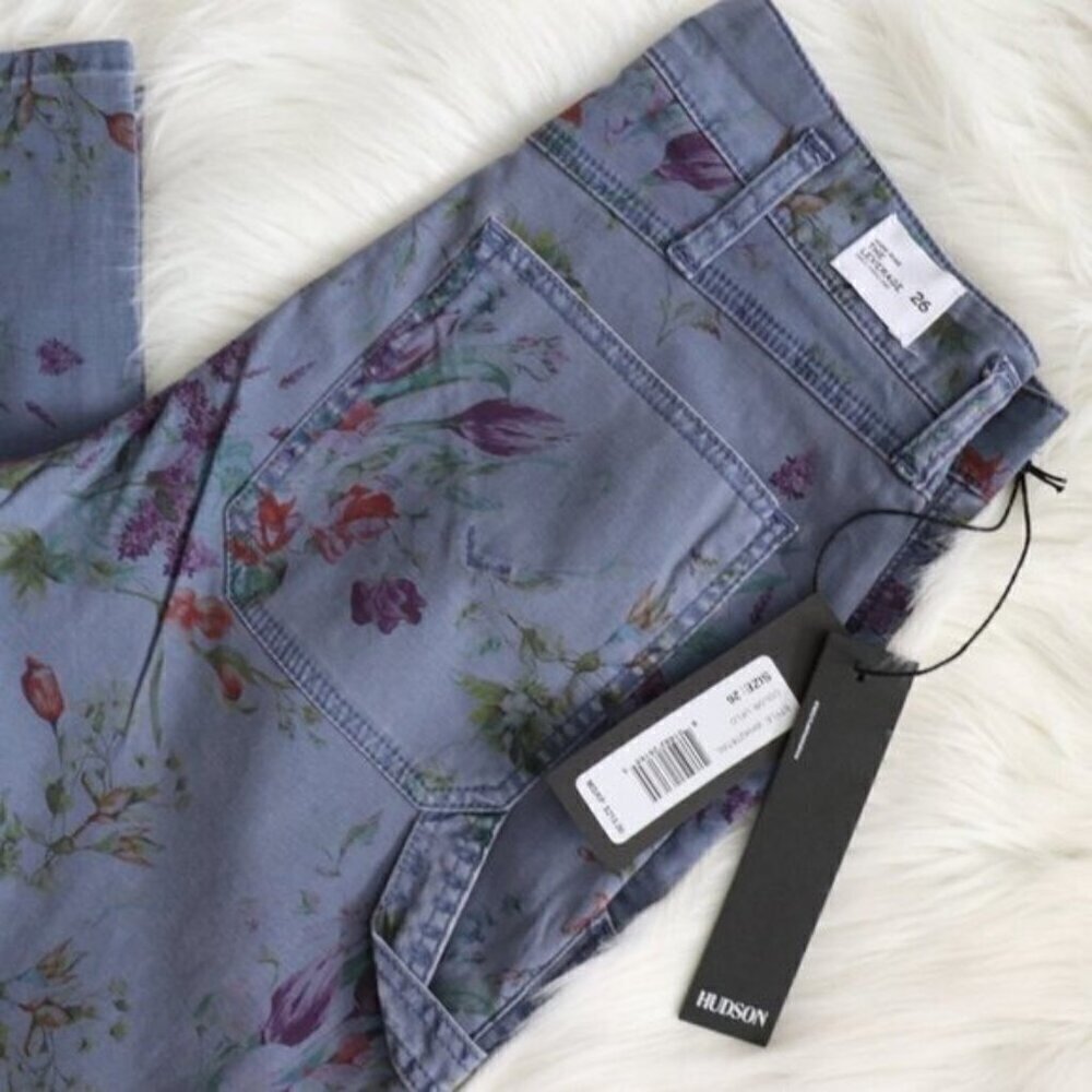 NWT Hudson Jeans Floral Print Blue Cargos Size 26 - Picture 3 of 7